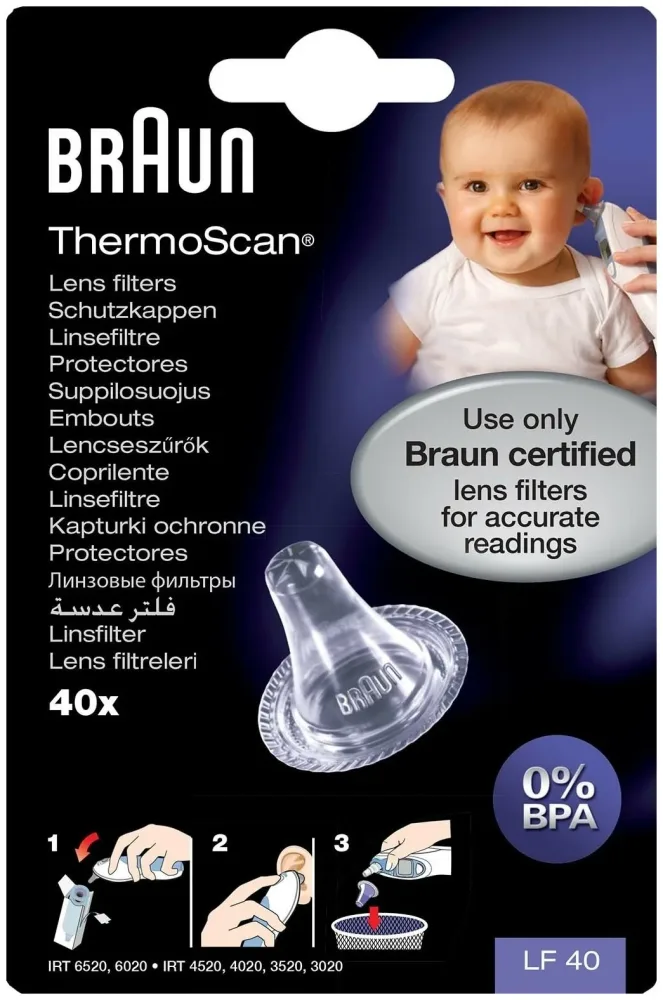 Braun Ersatz-Schutzkappen LF 40 (Transparent, 40 Stück)