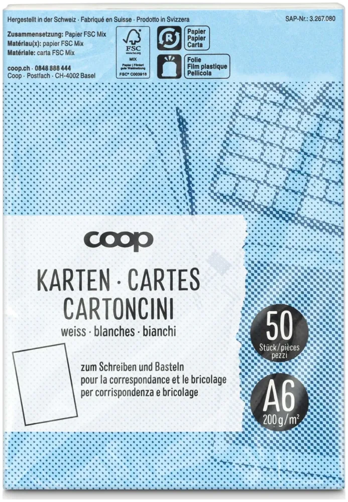 Coop Qualité & Prix Schreibkarten A6 weiss 50 Stück
