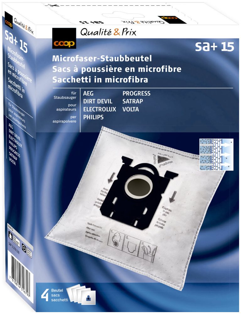 Coop Staubsaugerbeutel Microfaser Sa+15 4 Stück