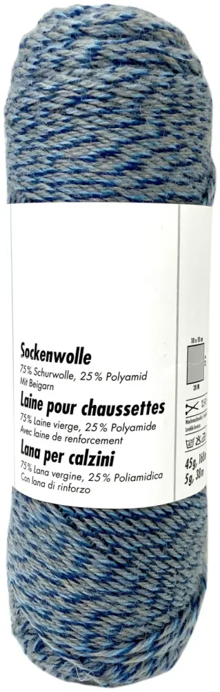 Sommer Weda Sockenwolle 5423 blau-grau meliert 50g