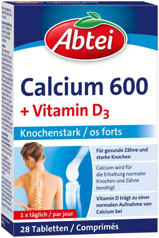 Abtei Calcium 600 + Vitamin D3 28 TablettenAbtei Calcium 600 + Vitamin D3 28 Tabletten