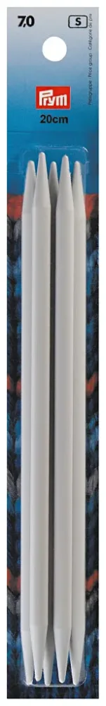 Prym Strumpfstricknadeln, grau 7.00 mm, 20 cm, Karte 5 Stk., Kunststoff