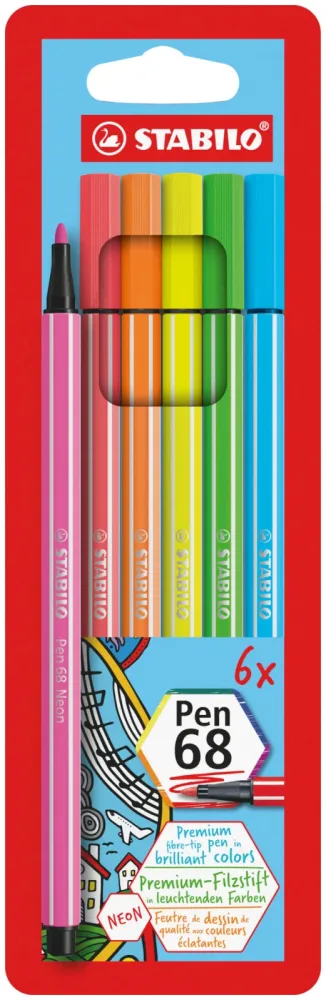 Stabilo Fasermaler Pen 68 6er Etui Neonfarben