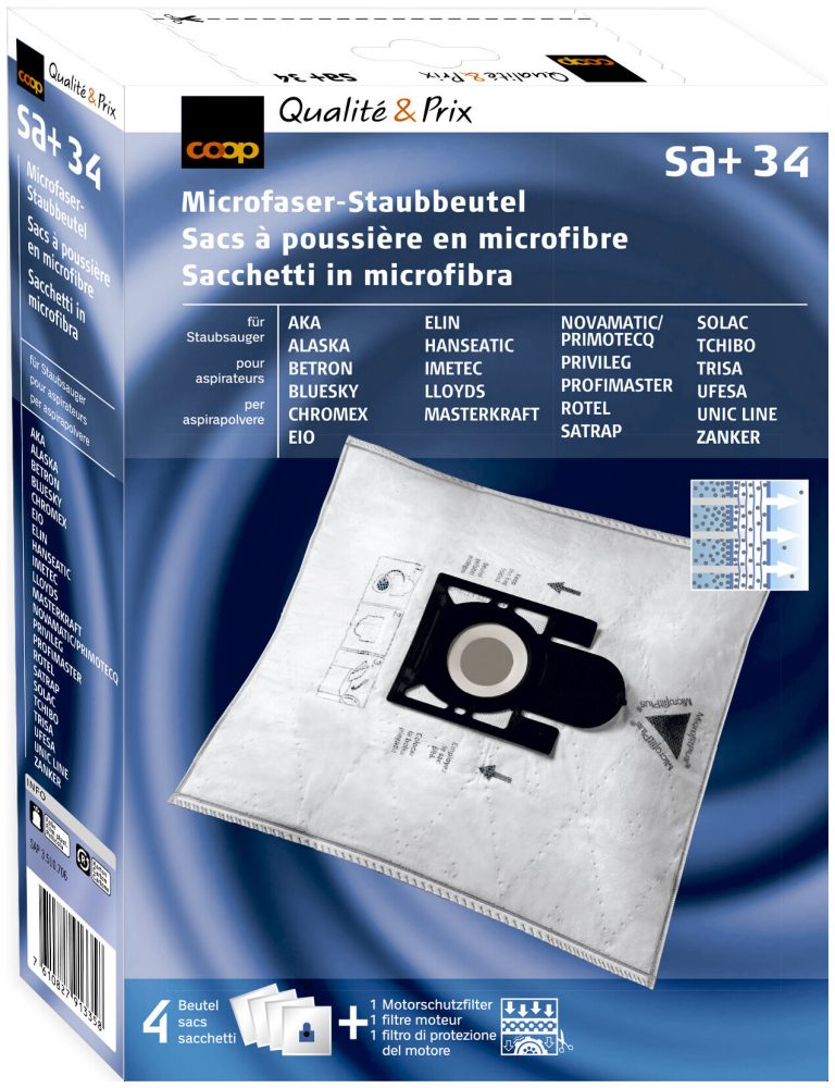 Coop Staubsaugerbeutel Microfaser Sa+34 4 Stück