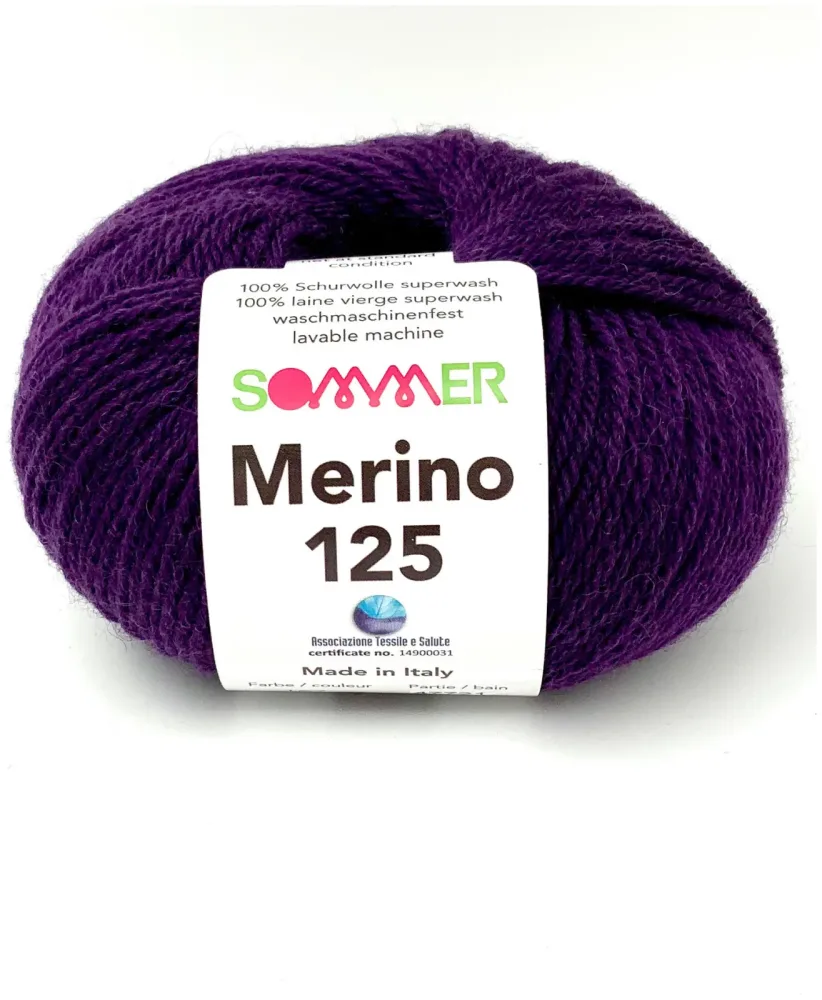 Sommer Merino 125 167 Handstrickgarn 100% Merino Superwash viola 50g