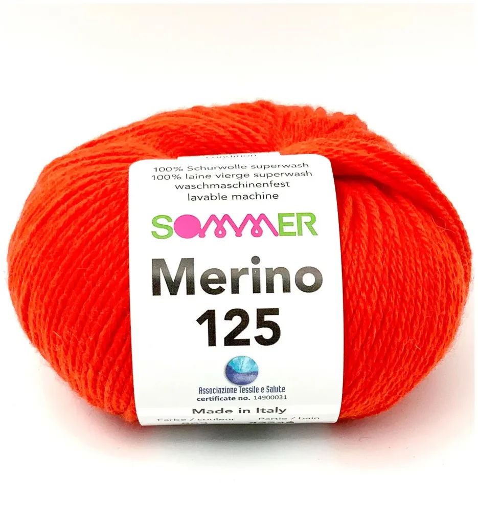Sommer Merino 125 863 Handstrickgarn 100% Merino Superwash orange 50g