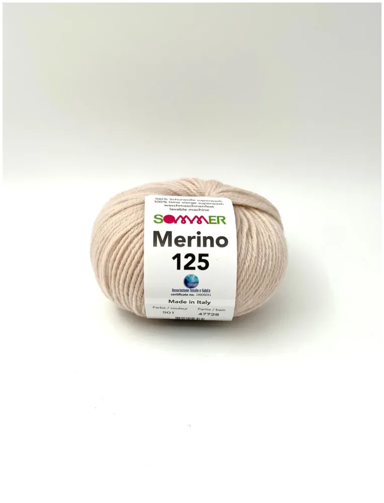 Sommer Merino 125 901 Handstrickgarn 100% Merino Superwash puder 50g