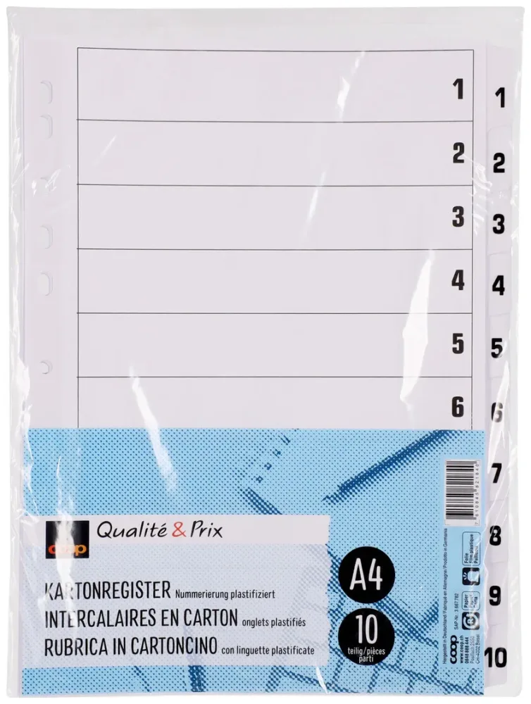 Coop Qualité&Prix Kartonregister weiss A4 10-tlg.