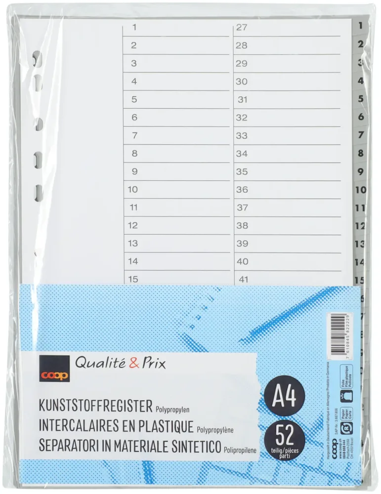 Coop Qualité&Prix Register PP grau A4 52-tlg
