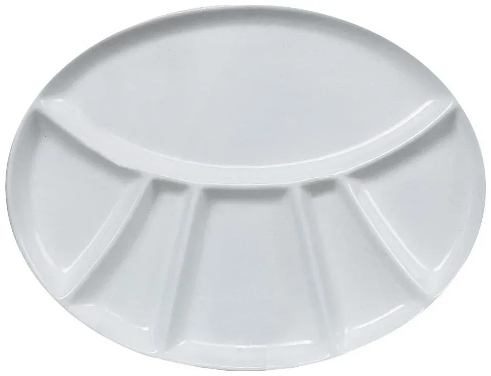 Nouvel Fleischfondue-Teller oval weiss