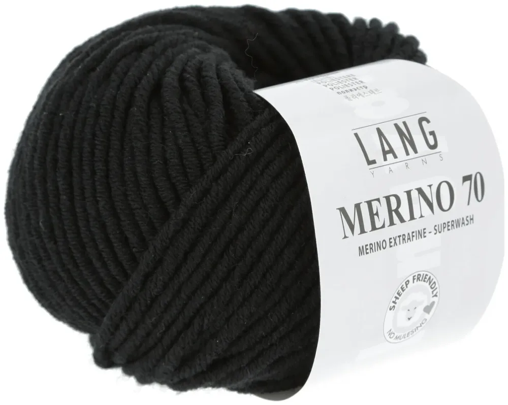 Lang Strickg. Merino 70 04 schwarz 50g