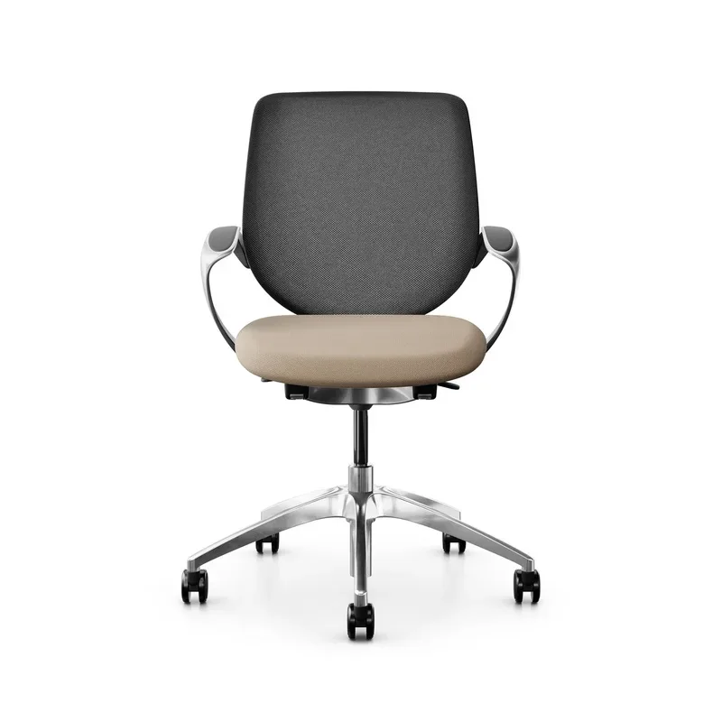 Swivel chair backrest configurable Giroflex 313 with mesh backrest, with fixed armrests Light brown/Chrome-plated, New