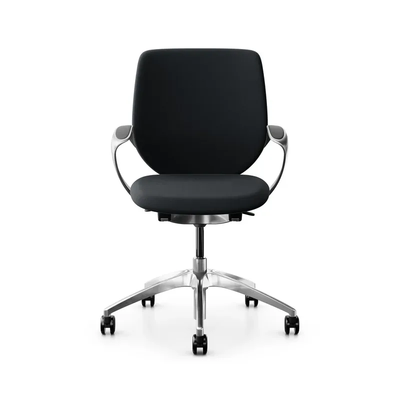 Swivel chair backrest configurable Giroflex 313 with upholstered backrest, with fixed armrests Black/Chrome-plated, New