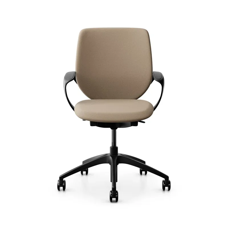 Swivel chair backrest configurable Giroflex 313 with upholstered backrest, with fixed armrests Light brown/Black, New