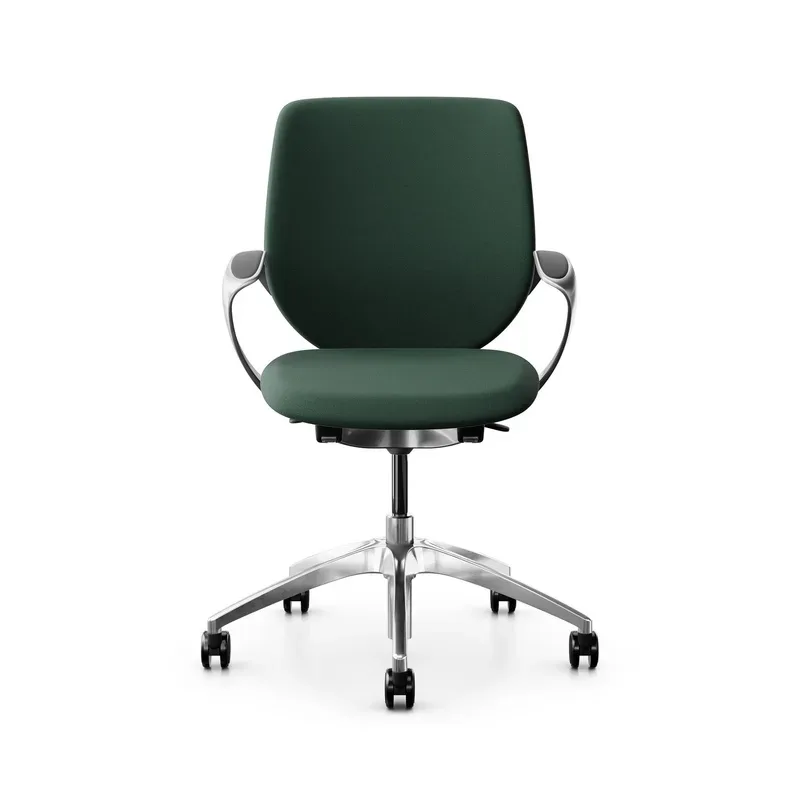 Swivel chair backrest configurable Giroflex 313 with upholstered backrest, with fixed armrests Dark green/Chrome-plated, New
