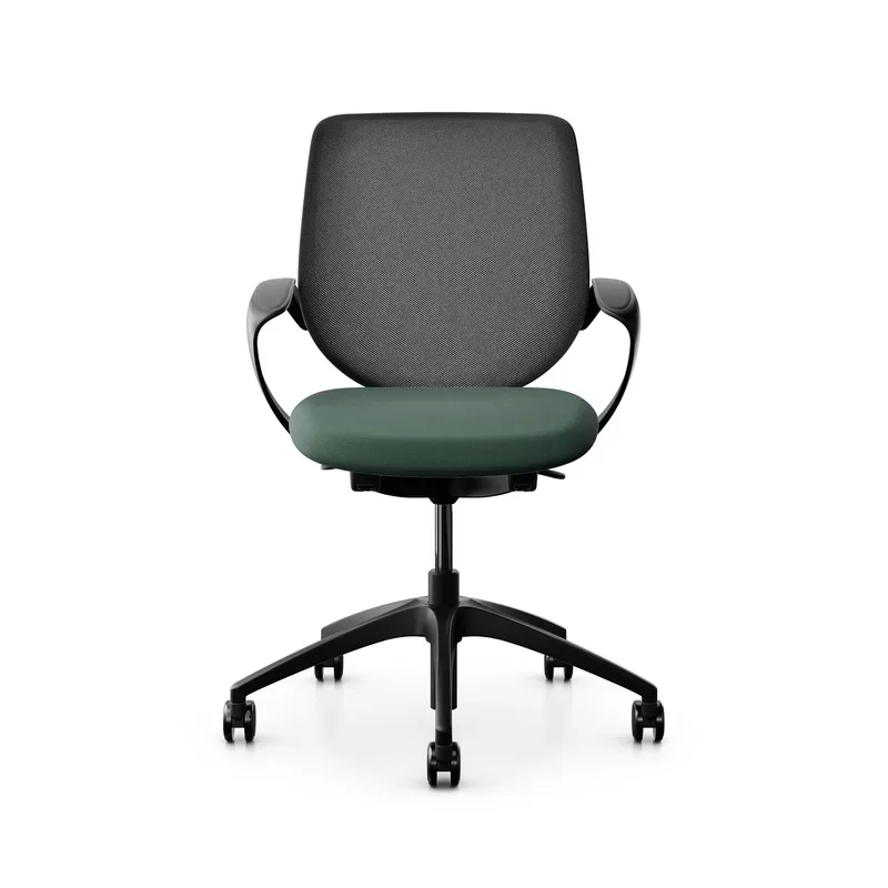 Swivel chair backrest configurable Giroflex 313 with mesh backrest, with fixed armrests Dark green/Black, New