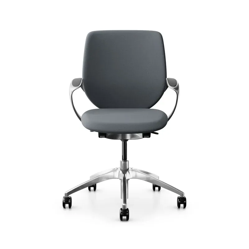 Swivel chair backrest configurable Giroflex 313 with upholstered backrest, with fixed armrests Gray/Chrome-plated, New
