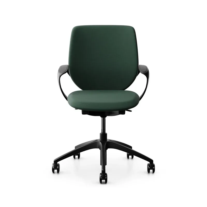 Swivel chair backrest configurable Giroflex 313 with upholstered backrest, with fixed armrests Dark green/Black, New