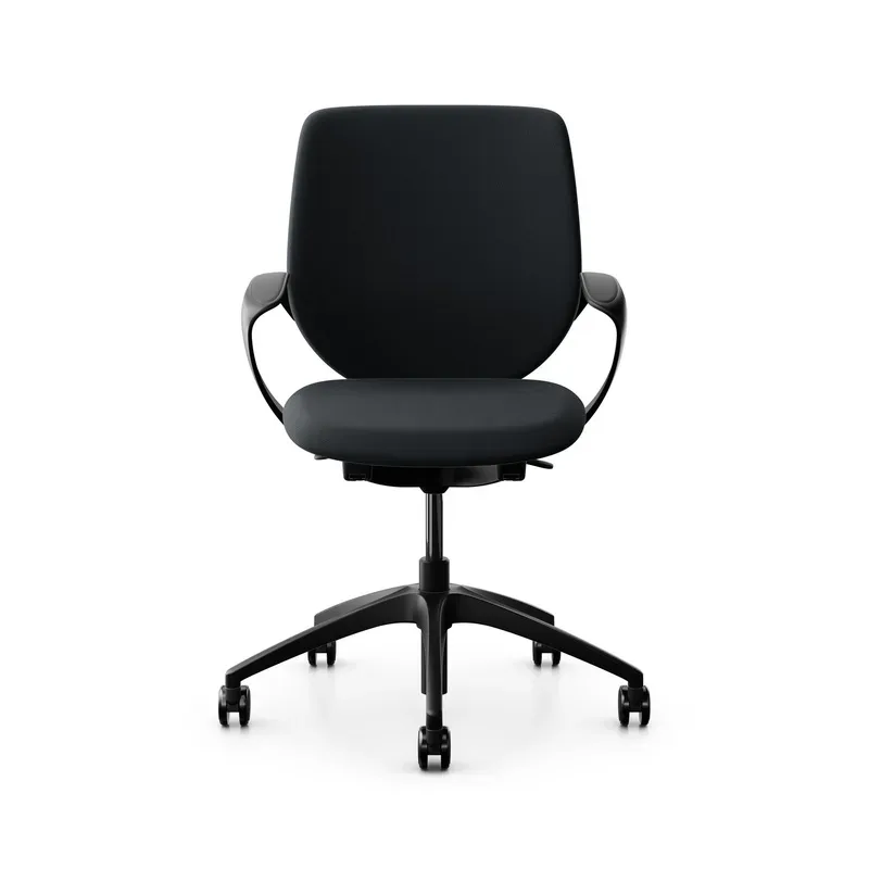 Swivel chair backrest configurable Giroflex 313 with upholstered backrest, with fixed armrests Black/Black, New