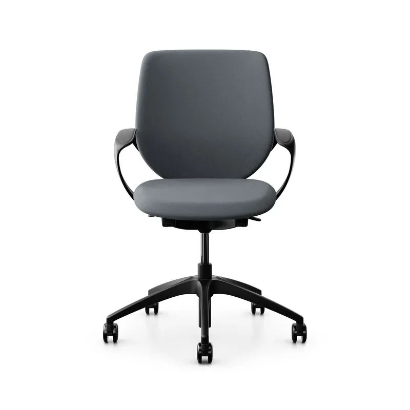 Swivel chair backrest configurable Giroflex 313 with upholstered backrest, with fixed armrests Gray/Black, New