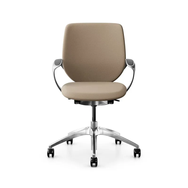 Swivel chair backrest configurable Giroflex 313 with upholstered backrest, with fixed armrests Light brown/Chrome-plated, New