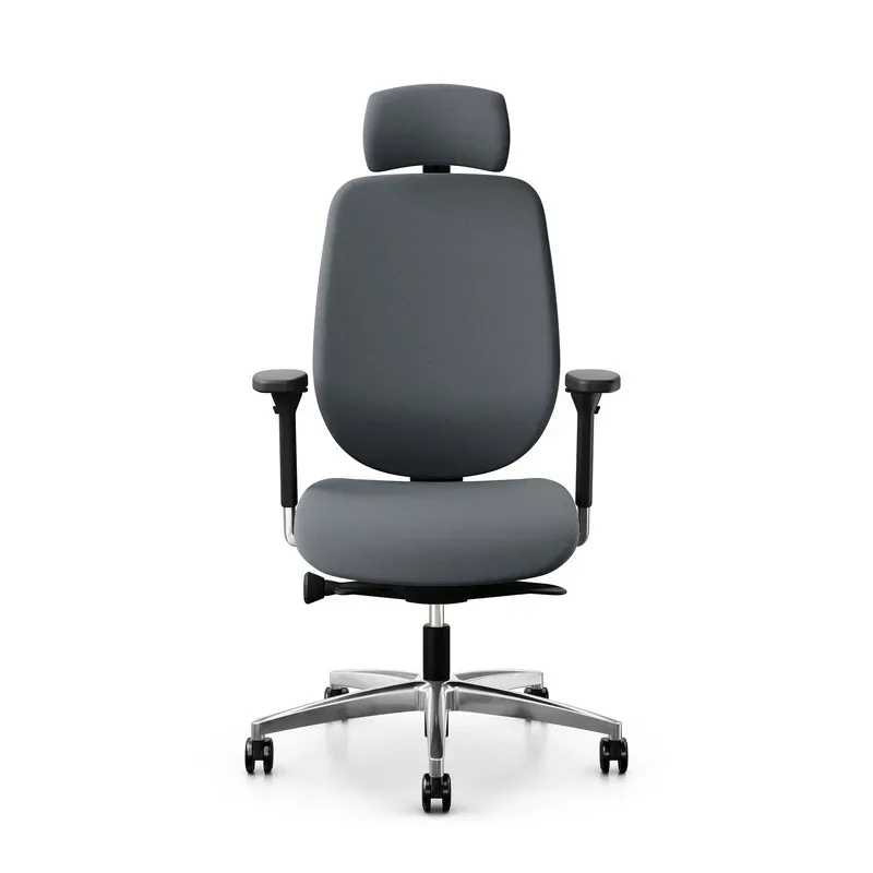 Giroflex 353 office chair with headrest & with 4D armrests Gray/Chrome-plated, New, Ergonomic chair - ideal for flexible working