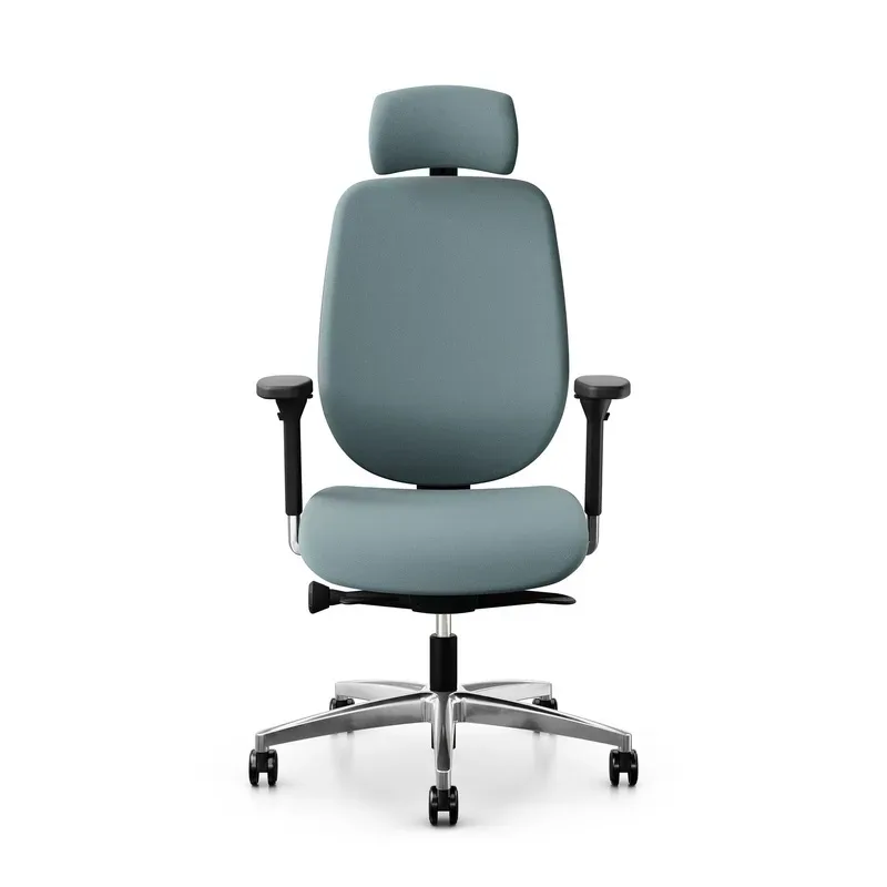 Giroflex 353 office chair with headrest & with 4D armrests Light blue/Chrome-plated, New, Ergonomic chair - ideal for flexible working