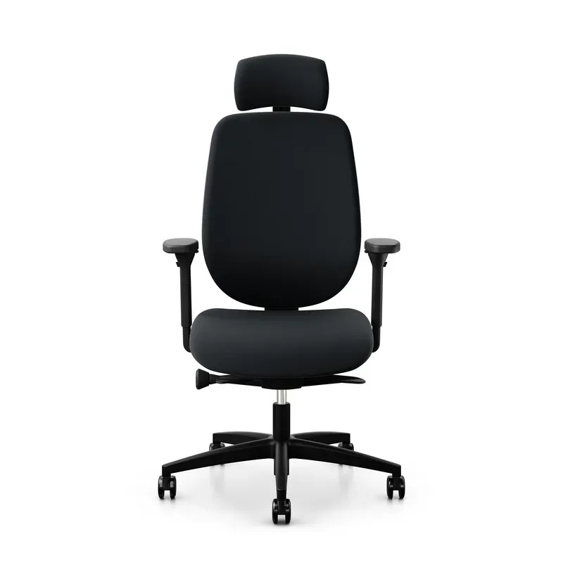 Giroflex 353 office chair with headrest & with 4D armrests Black/Black, New, Ergonomic chair - ideal for flexible working