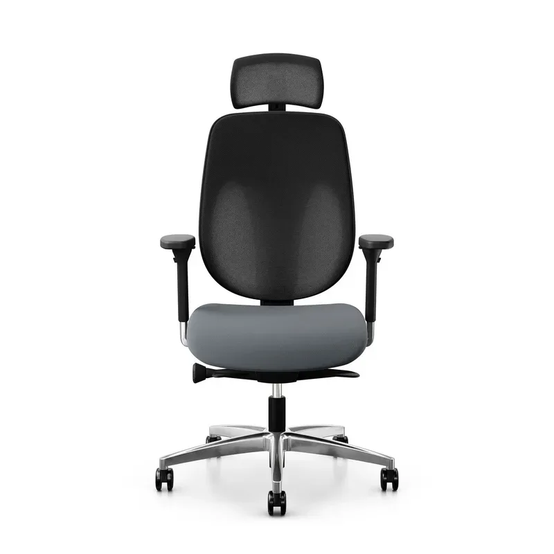 Giroflex 353 office chair with headrest & with 4D armrests Gray/Chrome-plated, New, Ergonomic chair - ideal for flexible working