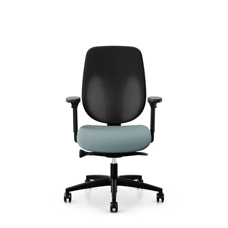 Giroflex 353 office chair without headrest & with 4D armrests Light blue/Black, New, Ergonomic chair - ideal for flexible working
