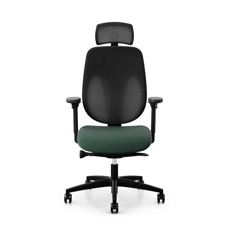 Giroflex 353 office chair with headrest & with 4D armrests Dark green/Black, New, Ergonomic chair - ideal for flexible working