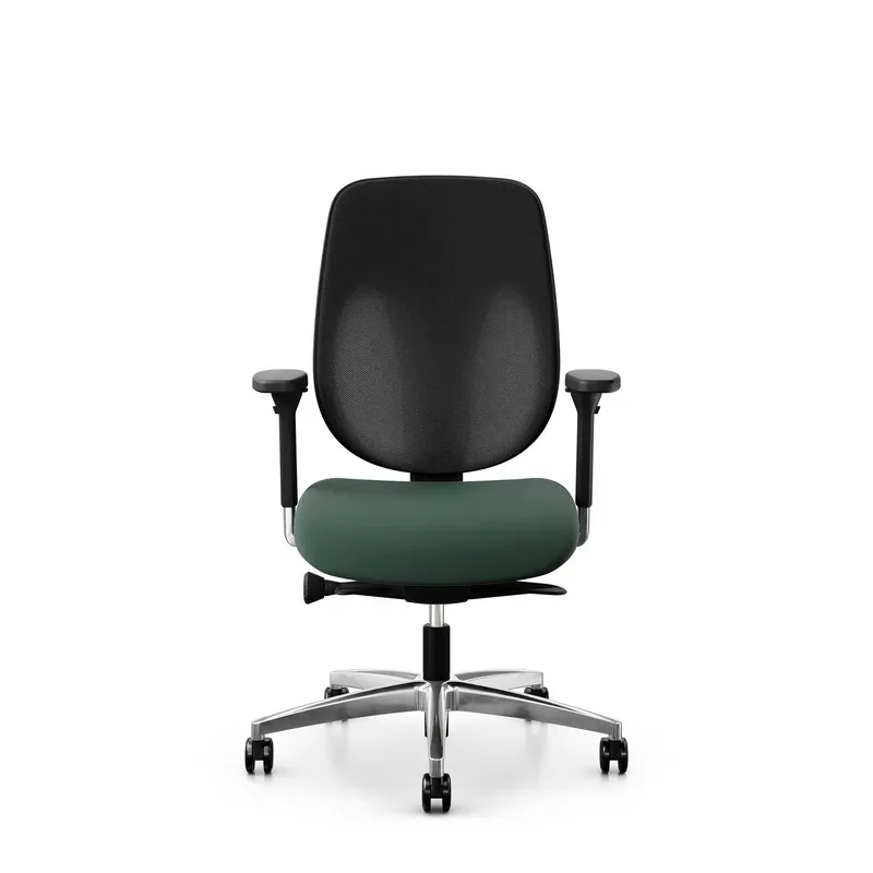 Giroflex 353 office chair without headrest & with 4D armrests Dark green/Chrome-plated, New, Ergonomic chair - ideal for flexible working
