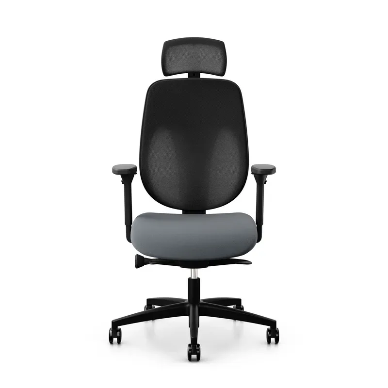 Giroflex 353 office chair with headrest & with 4D armrests Gray/Black, New, Ergonomic chair - ideal for flexible working
