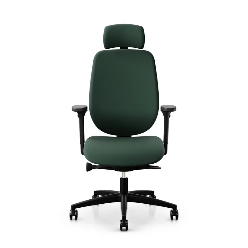 Giroflex 353 office chair with headrest & with 4D armrests Dark green/Black, New, Ergonomic chair - ideal for flexible working