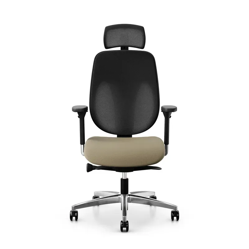 Giroflex 353 office chair with headrest & with 4D armrests Light brown/Chrome-plated, New, Ergonomic chair - ideal for flexible working