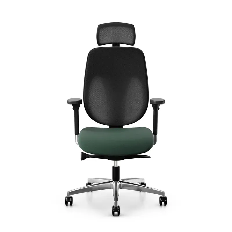 Giroflex 353 office chair with headrest & with 4D armrests Dark green/Chrome-plated, New, Ergonomic chair - ideal for flexible working
