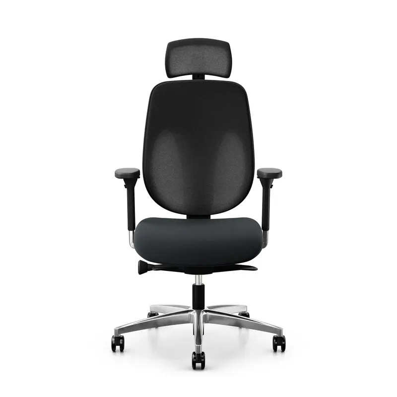 Giroflex 353 office chair with headrest & with 4D armrests Black/Chrome-plated, New, Ergonomic chair - ideal for flexible working