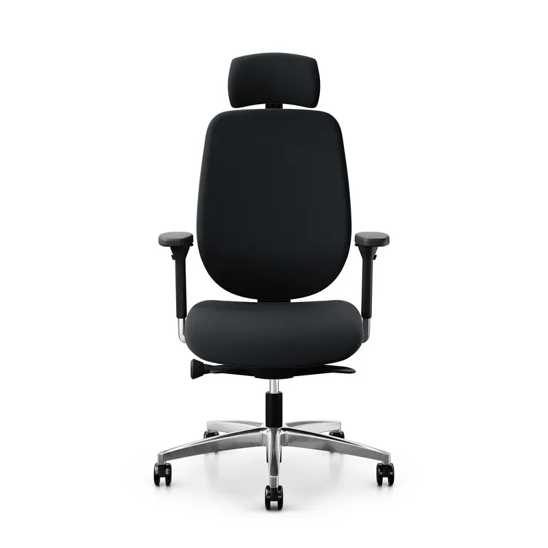 Giroflex 353 office chair with headrest & with 4D armrests Black/Chrome-plated, New, Ergonomic chair - ideal for flexible working