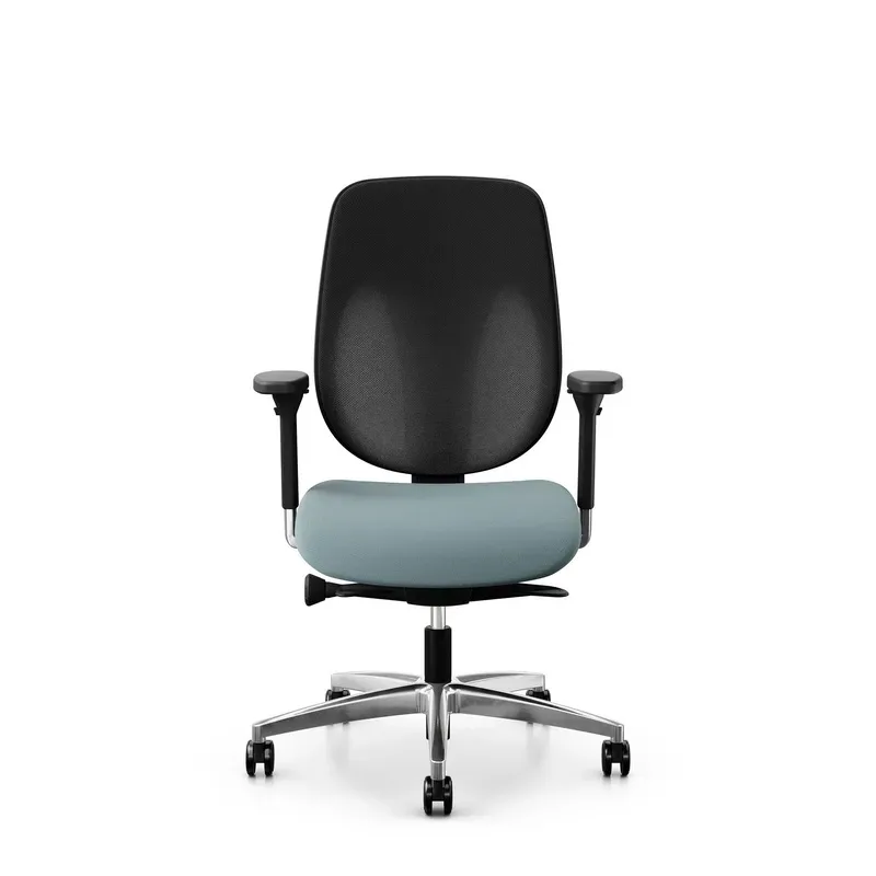 Giroflex 353 office chair without headrest & with 4D armrests Light blue/Chrome-plated, New, Ergonomic chair - ideal for flexible working