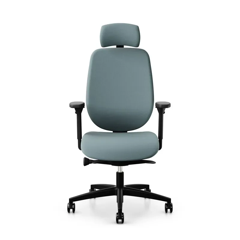 Giroflex 353 office chair with headrest & with 4D armrests Light blue/Black, New, Ergonomic chair - ideal for flexible working