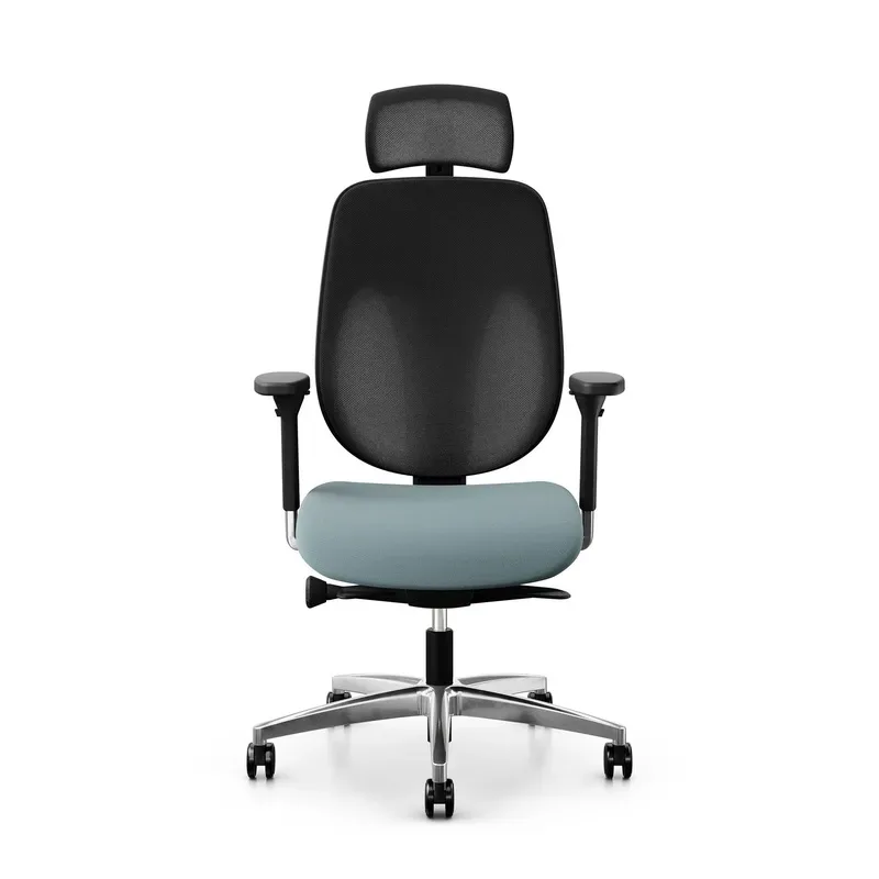 Giroflex 353 office chair with headrest & with 4D armrests Light blue/Chrome-plated, New, Ergonomic chair - ideal for flexible working