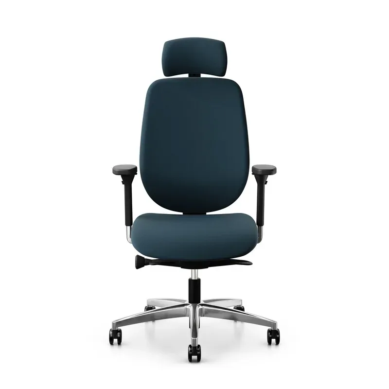 Giroflex 353 office chair with headrest & with 4D armrests Blue/Chrome-plated, New, Ergonomic chair - ideal for flexible working