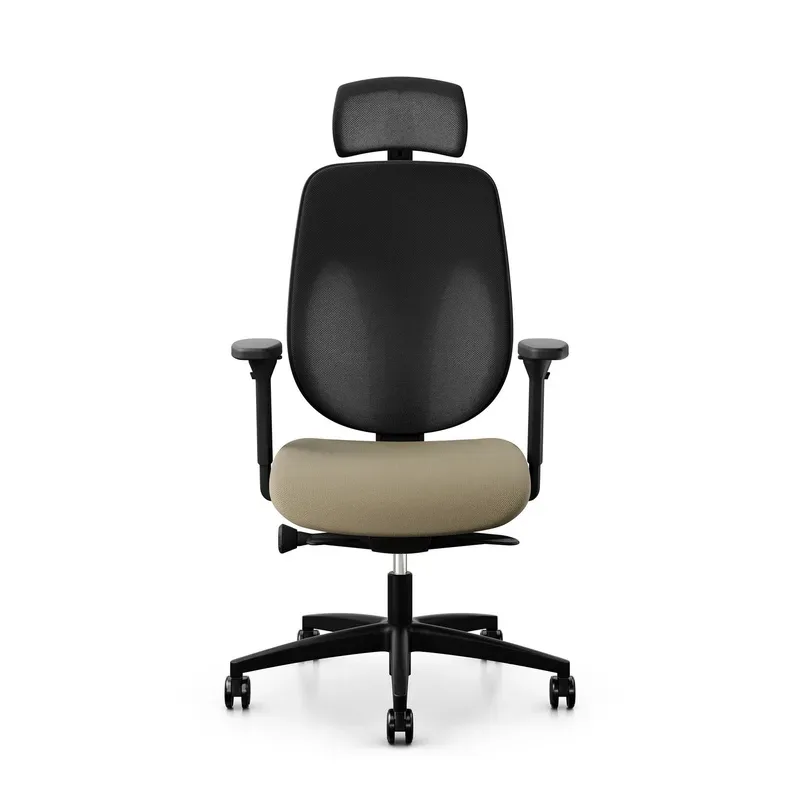 Giroflex 353 office chair with headrest & with 4D armrests Light brown/Black, New, Ergonomic chair - ideal for flexible working