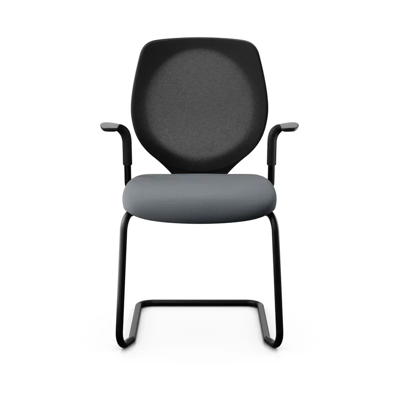 Giroflex 353 cantilever conference chair with fixed armrests, Gray/ Black, New