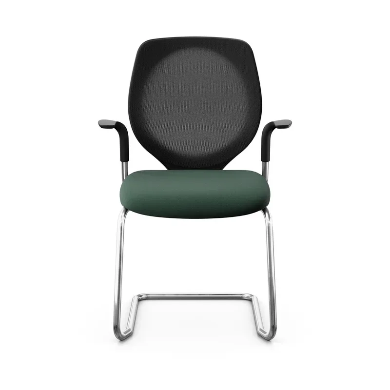 Giroflex 353 cantilever conference chair with fixed armrests, Dark green/Chrome-plated, New