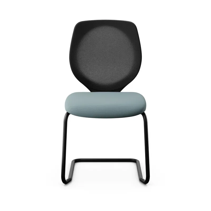 Giroflex 353 cantilever conference chair without armrests, Light blue/ Black, New