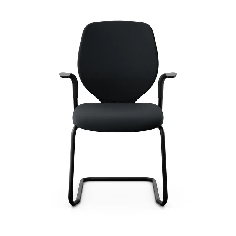 Giroflex 353 cantilever conference chair with fixed armrests, Black/ Black, New