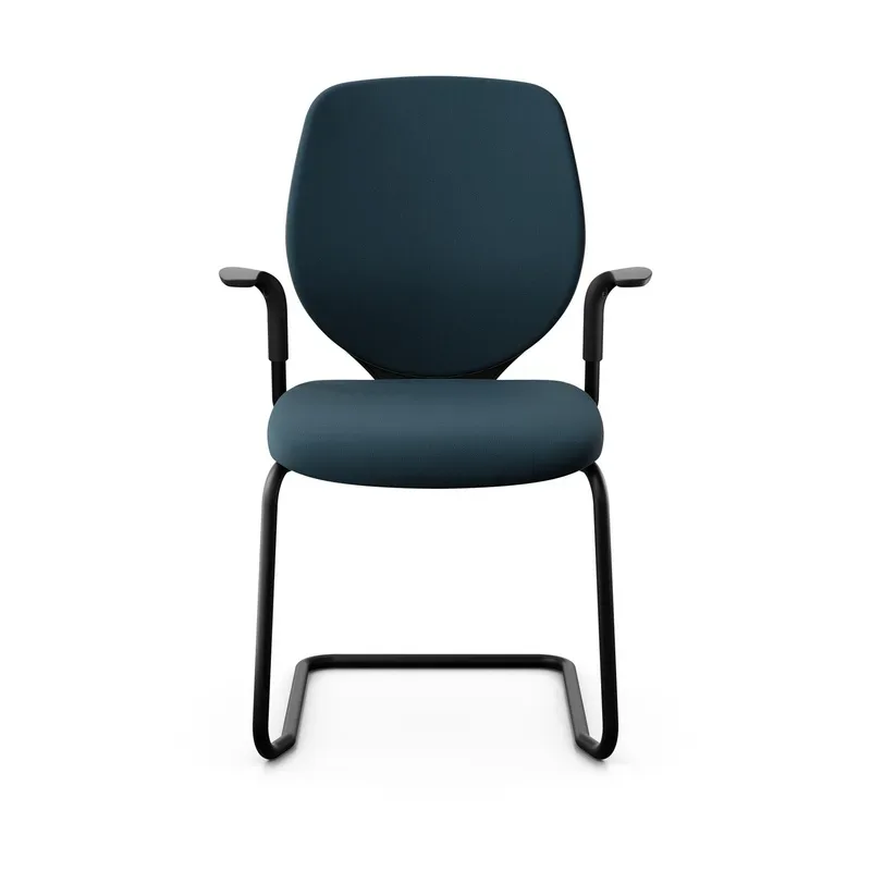 Giroflex 353 cantilever conference chair with fixed armrests, Blue/ Black, New