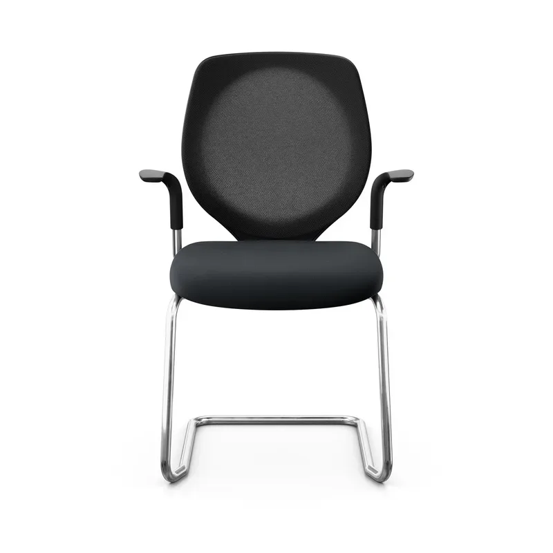 Giroflex 353 cantilever conference chair with fixed armrests, Black/Chrome-plated, New