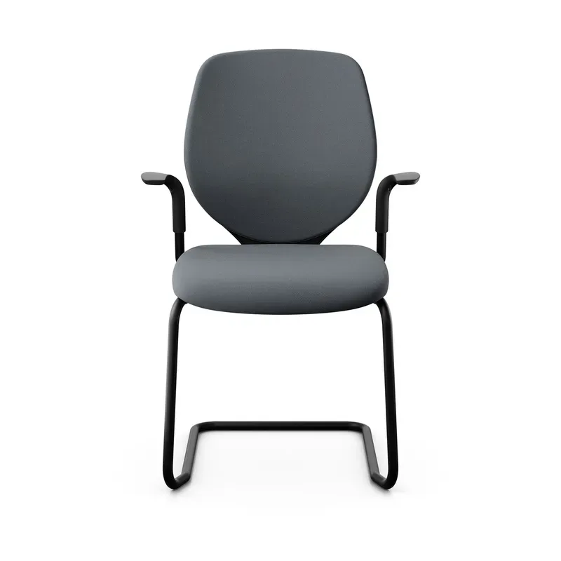 Giroflex 353 cantilever conference chair with fixed armrests, Gray/ Black, New